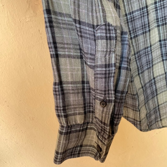 Billy Reid Green-and-Blue Plaid Long Sleeve Button Down, Size Small - Picture 9 of 9